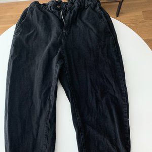 ZARA Dark Grey/Navy Ruffled Mom Jeans